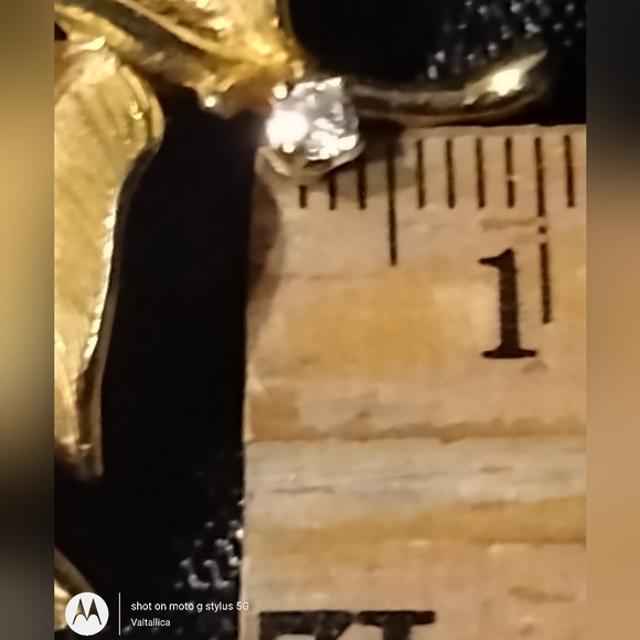 Large Solid 18K Gold Diamond Brooch Pin Signed VINTAGE - Picture 9 of 12